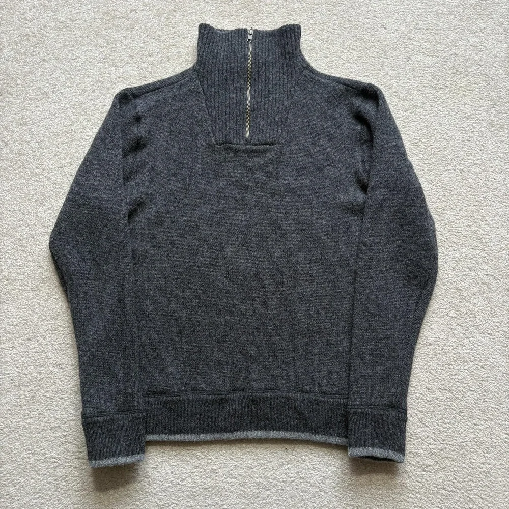 Aran‎ Sweater Market Sweater Mens Small Gray Wool 1/4 Zip Mock Neck Ireland